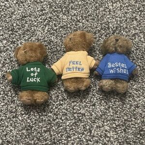 Boyds Inspiring Brown Teddy Bear Lots of Luck, Feel Better, Best Wishes Trio